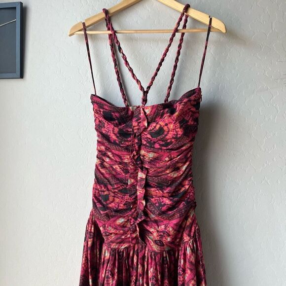 NEW Ulla Johnson Dress Marcella Wild‎ Rose Pink Print Halter Midi Dress Size 2 - Picture 3 of 12